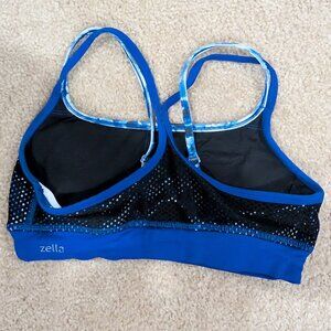 Zella sports bra, S, blue/black mesh
